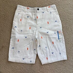 Wonder Nation Boy's White Shorts with Blue and Orange Beach Designs Size 18 NWT